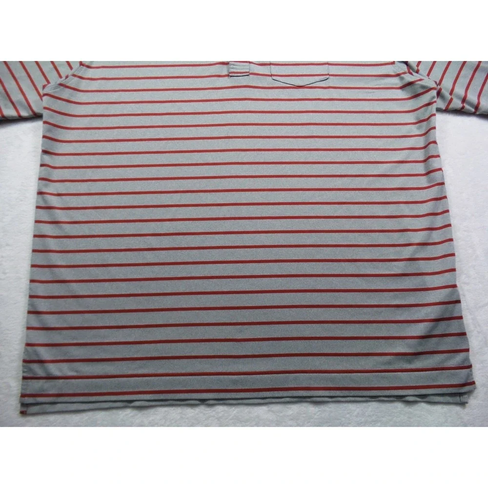 FJ FootJoy Shirt Mens Size 2XL Gray Red Striped Polo Short Sleeve Stretch‎